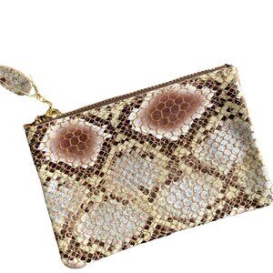 NWT M. Andonìa Brown Snake Leather Coin Pouch Bag Purse